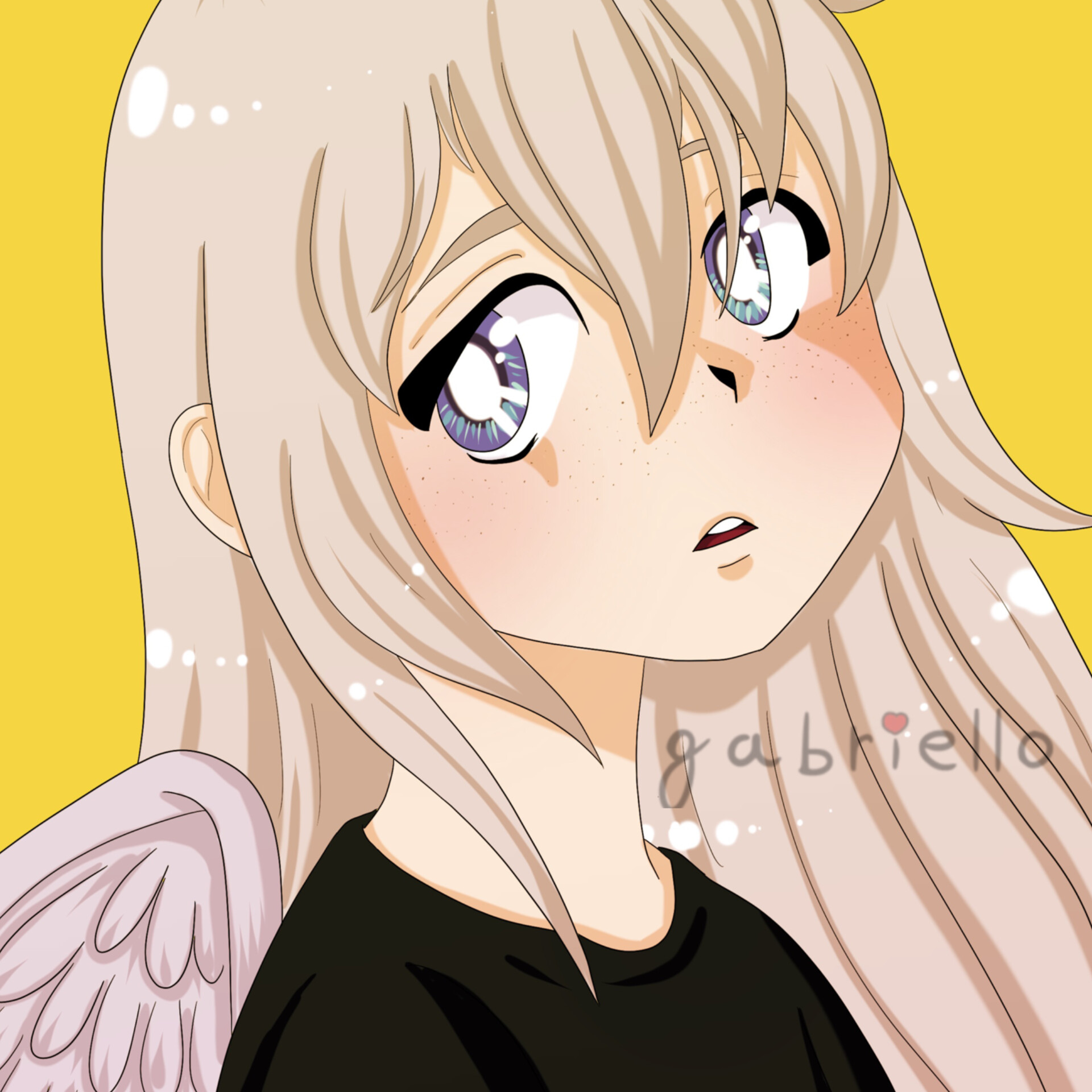 Drawing of a long-haired anime character looking at the viewer