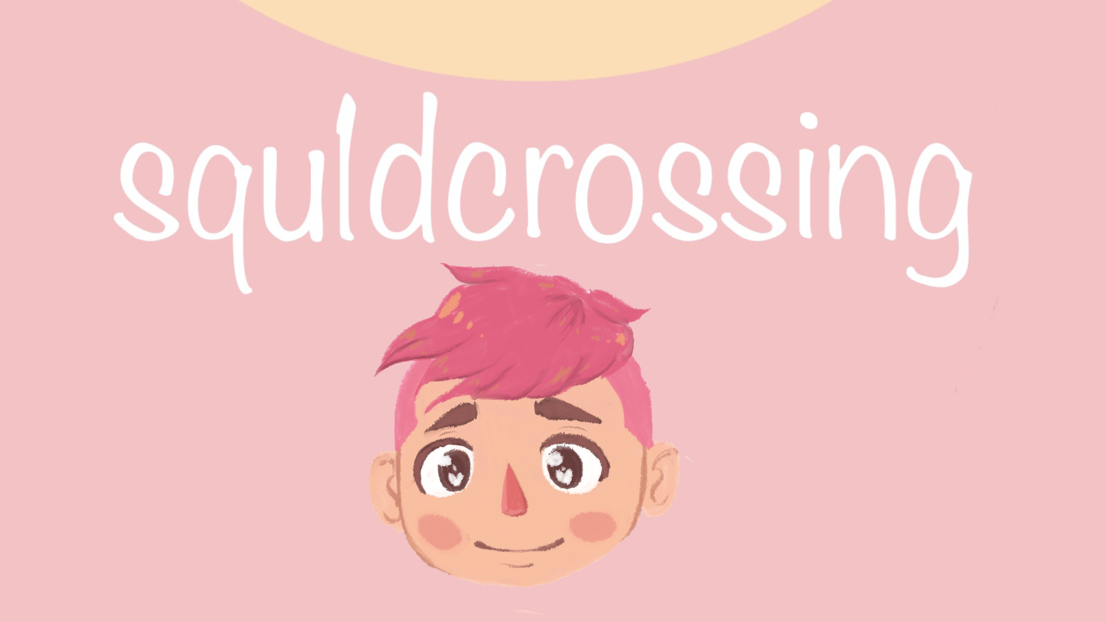 Drawing of an Animal Crossing avatar with pink hair
